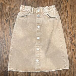 H&M Button-Front Tan A-Line Denim Skirt